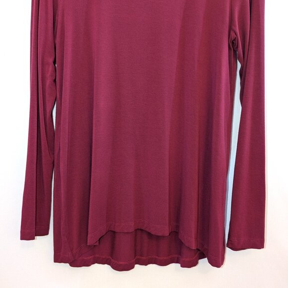 H By Halston | Burgundy Crew Neck Long Sleeve Stretchy Oversized Tee | Size XS - Picture 8 of 13